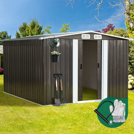 Garden Shed Workshop Cabin Metal House 2.57 by 2.05 m