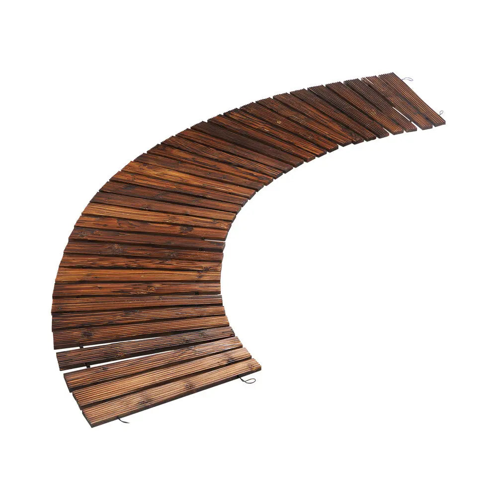 Garden Wooden Pathway Roll-Out 8ft – Curved Fir Wood Walkway Mat