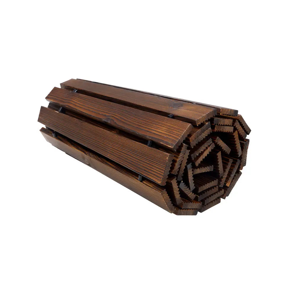 Garden Wooden Pathway Roll-Out 8ft – Curved Fir Wood Walkway Mat