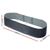 Green Fingers Garden Bed 240X80X42cm Oval Planter Box Raised Container Galvanised Bonnyrigg Produce & Garden Supplies