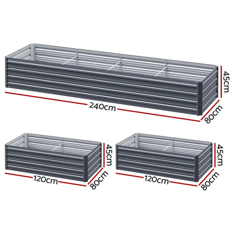 Green Fingers Garden Bed 240X80X45cm Planter Box Raised Container Galvanised Herb Bonnyrigg Produce & Garden Supplies