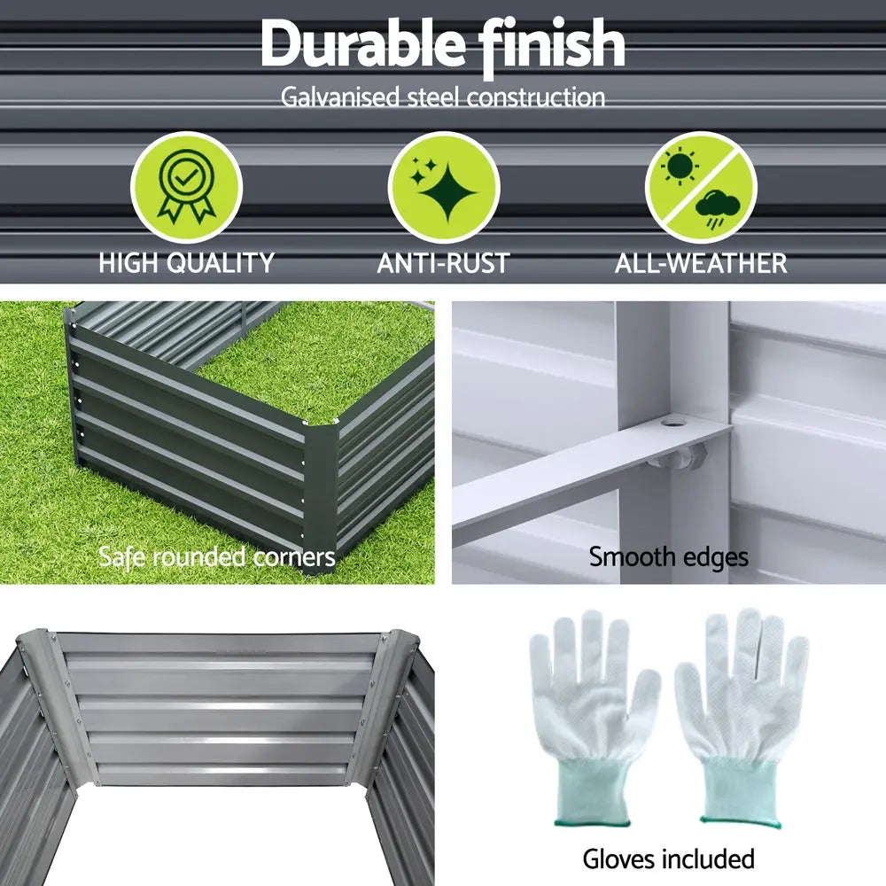 Green Fingers Garden Bed 240X80X45cm Planter Box Raised Container Galvanised Herb Bonnyrigg Produce & Garden Supplies
