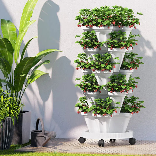 Green Fingers Garden Bed 5 Tier Vertical Garden Strawberry Stackable Planters Herbs Petunias Bonnyrigg Produce & Garden Supplies