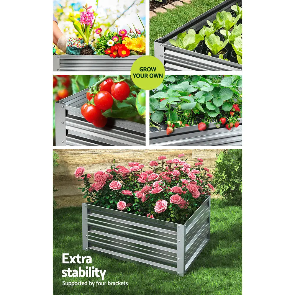 Green Fingers Garden Bed 86x86x30cm Planter Box Raised Container Galvanised Herb Bonnyrigg Produce & Garden Supplies