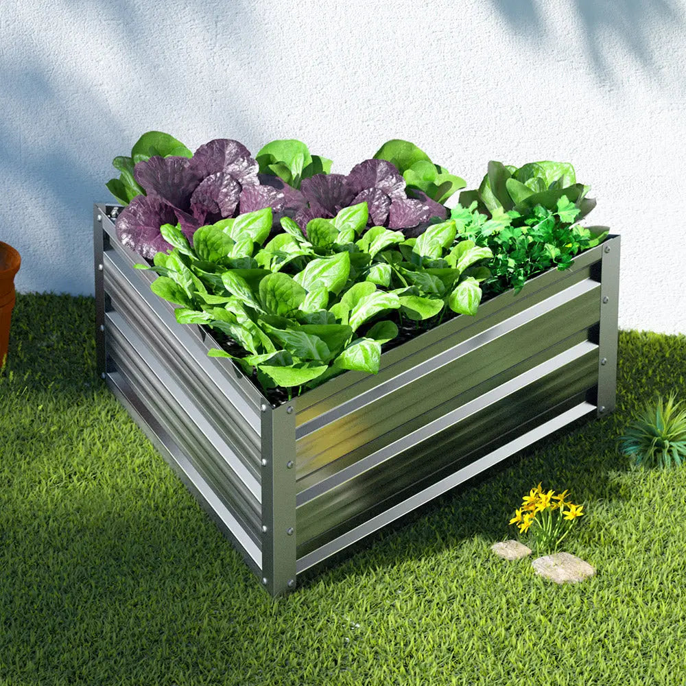 Green Fingers Garden Bed 86x86x30cm Planter Box Raised Container Galvanised Herb Bonnyrigg Produce & Garden Supplies