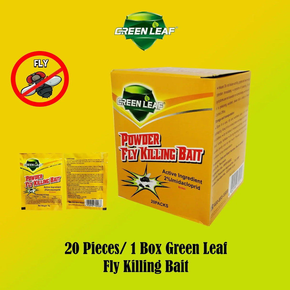 Green Leaf Powder Fly Killing Bait 20 Pack: Ready-to-Use Fly Control