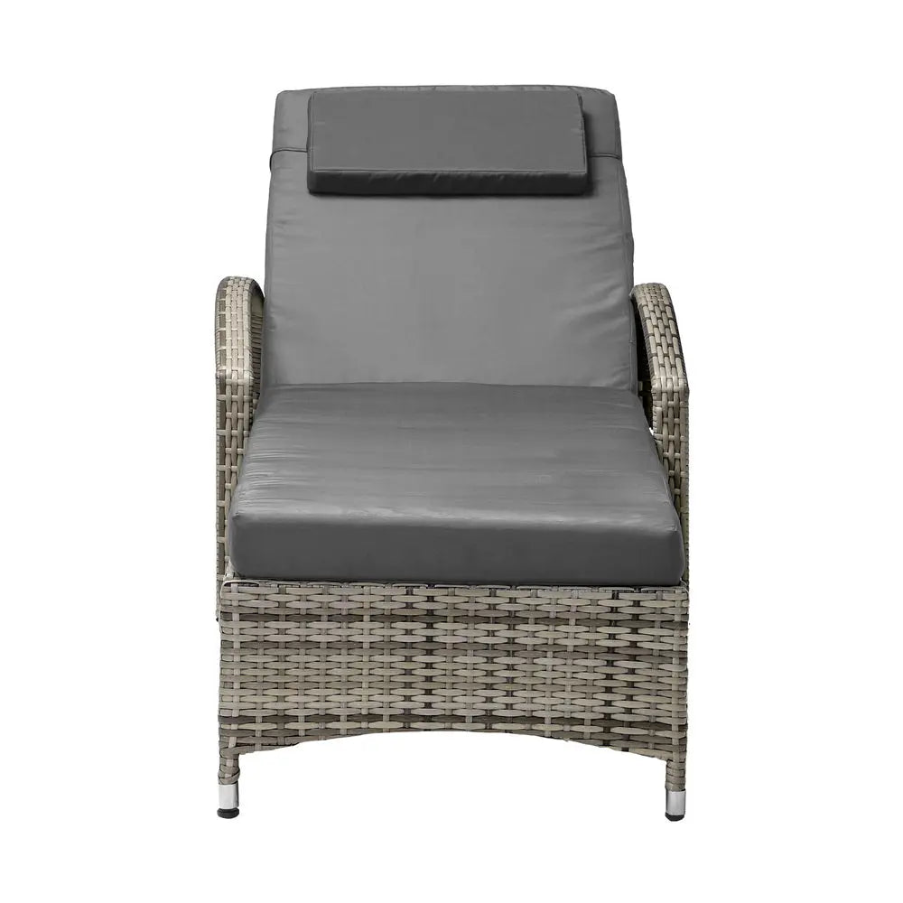 Grey Sun Lounger with Wheels