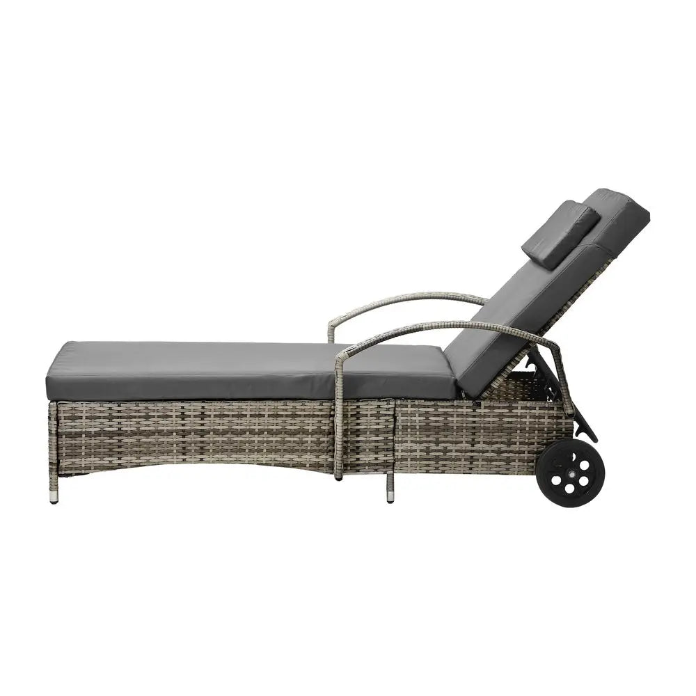 Grey Sun Lounger with Wheels