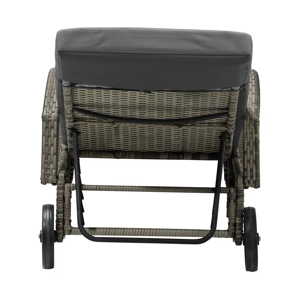 Grey Sun Lounger with Wheels