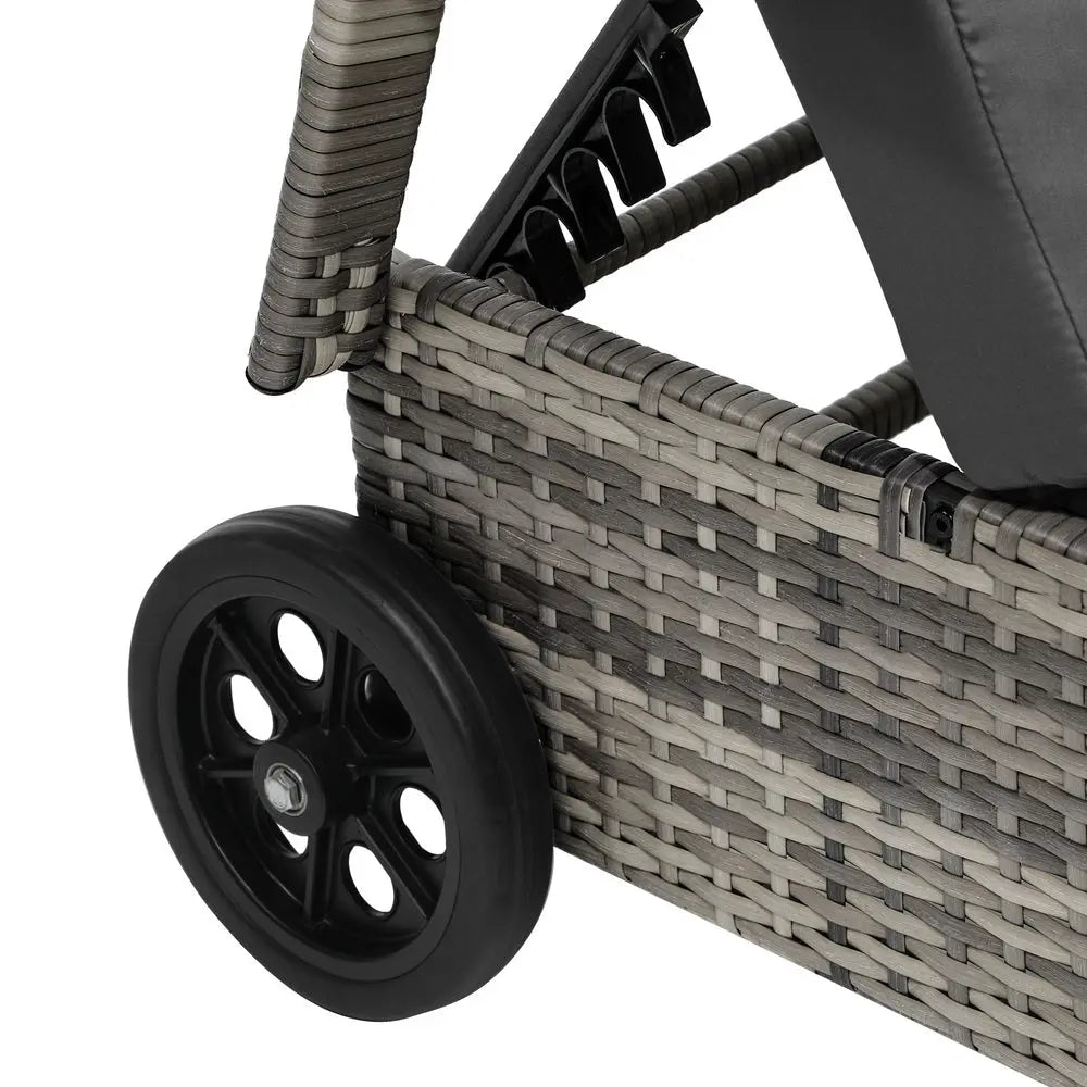 Grey Sun Lounger with Wheels