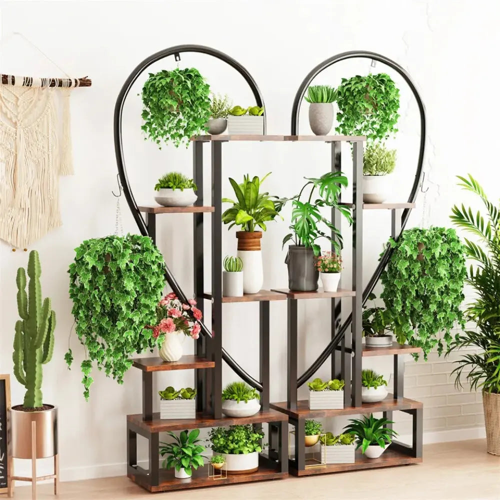 Heart Shaped Plant Shelf Holder 6 Tiers Metal Indoor Plant Stand