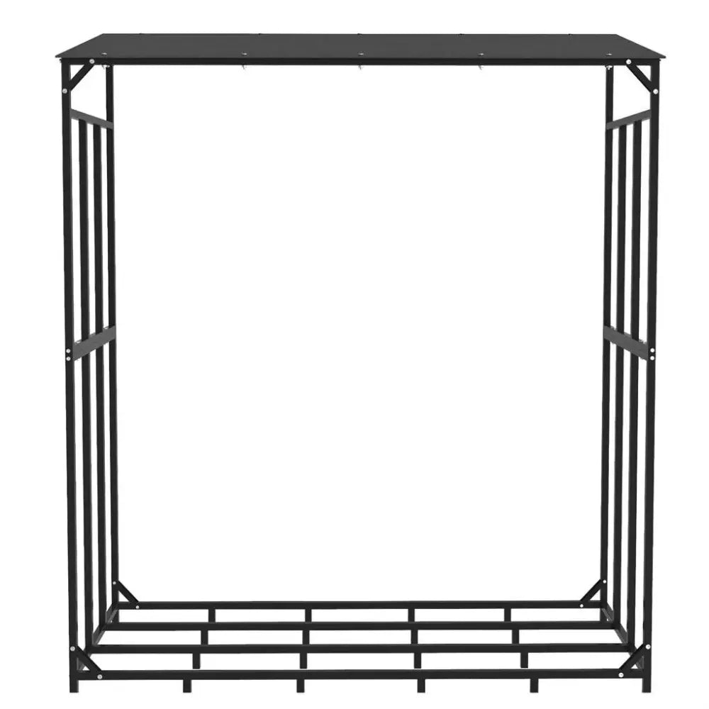 Heavy Duty Outdoor Firewood Storage Metal Log Rack with Top Cover