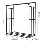 Heavy Duty Outdoor Firewood Storage Metal Log Rack with Top Cover