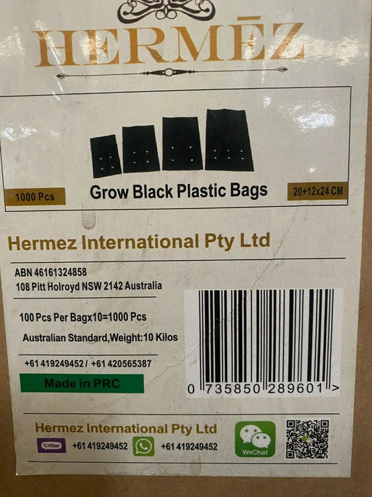 Hermez Grow Black Plastic Planter Bags 20+12 X 24 CM 200 bags Small