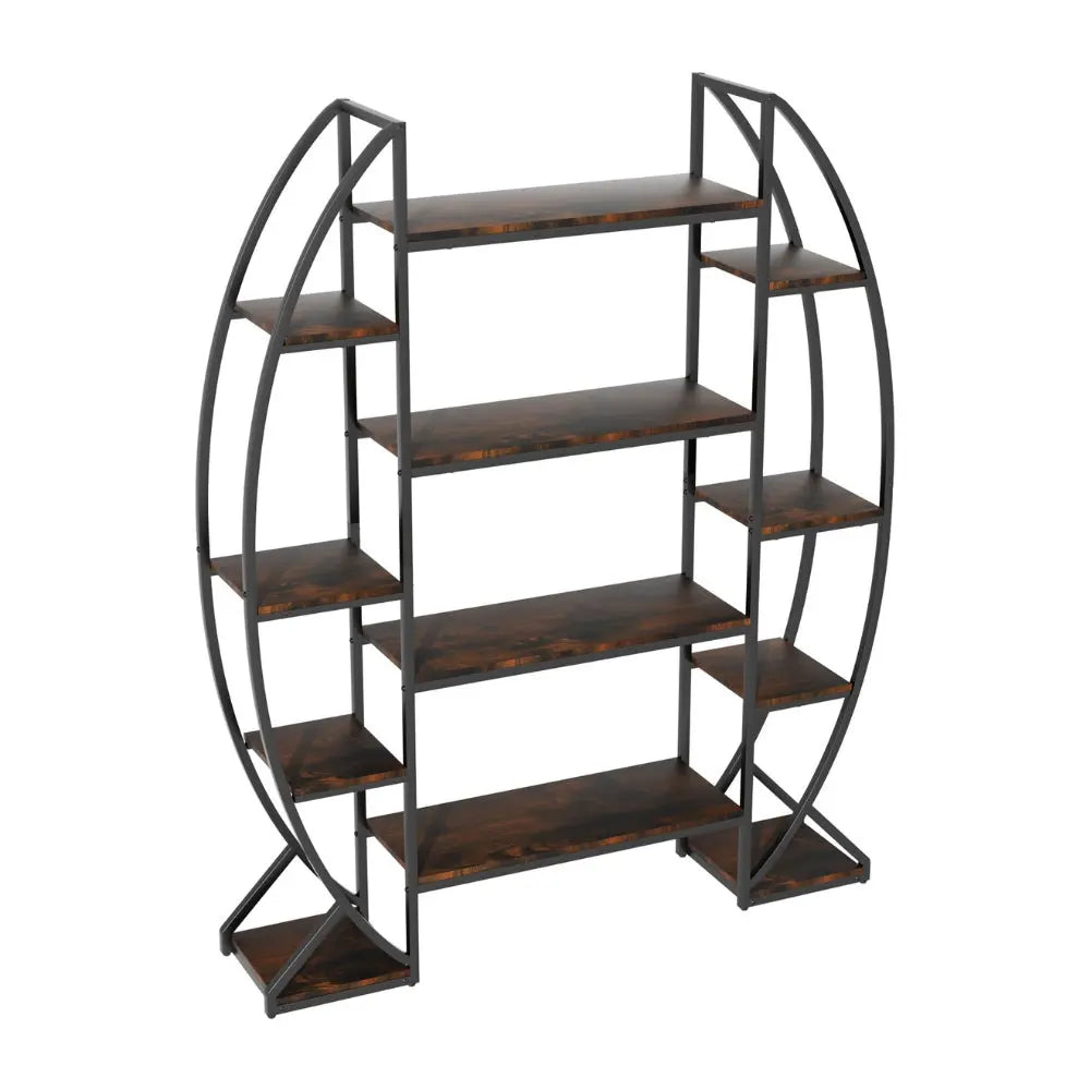Industrial Large Plant Stand Multilayer Garden Flower Rack Bookshelf Half Moon Shaped
