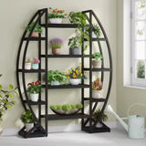 Industrial Large Plant Stand Multilayer Garden Flower Rack Bookshelf Half Moon Shaped