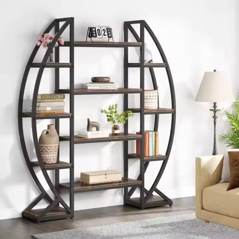 Industrial Large Plant Stand Multilayer Garden Flower Rack Bookshelf Half Moon Shaped