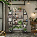 Industrial Large Plant Stand Multilayer Garden Flower Rack Bookshelf Half Moon Shaped