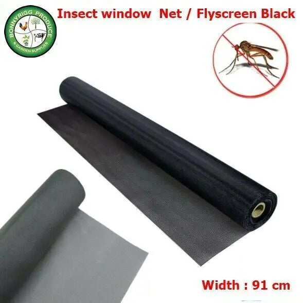 Insect Flywire Window Fly Bug Insect Screen Net Mesh Black 0.91m x 10M