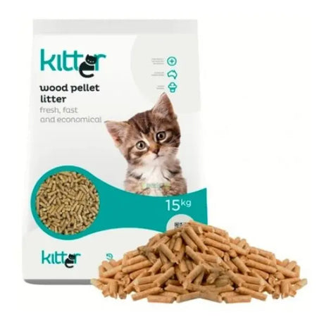Kitter Wood Pellet Cat Litter 15kg – Natural, Absorbent & Biodegradable
