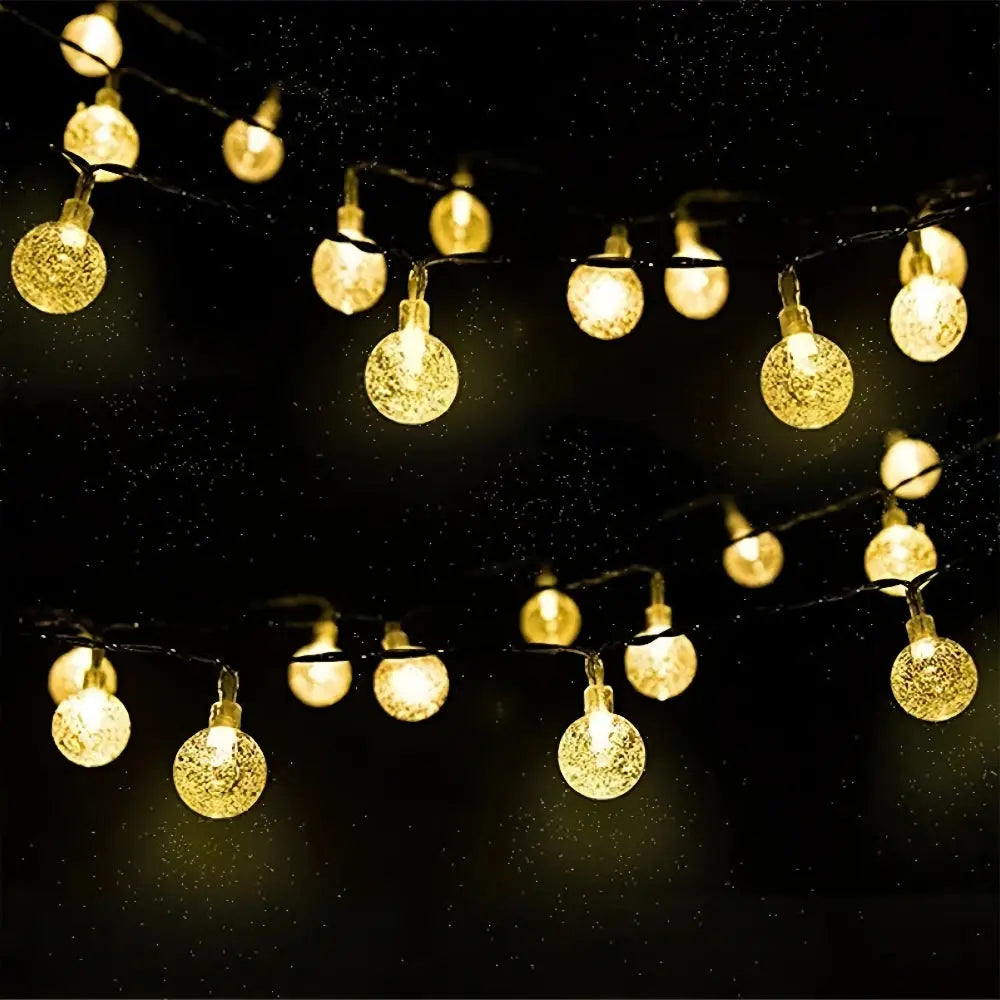 LED Solar Crystal Globe String Lights