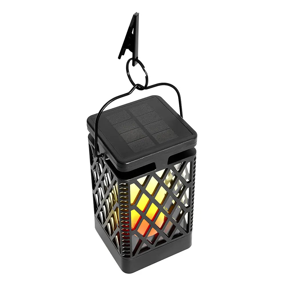 LUMIRO 2 Pack Flickering Flame Solar Garden Pendant Lights - Realistic Flames