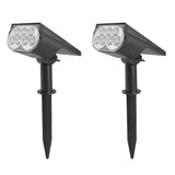 LUMIRO 2 Pack Solar Spotlight Ground Plug Lights- Adjustable Head, Warm Light - Black