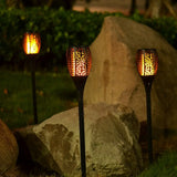 LUMIRO 4 Pack 12 LED Outdoor Flickering Flame Solar Pathway Lights