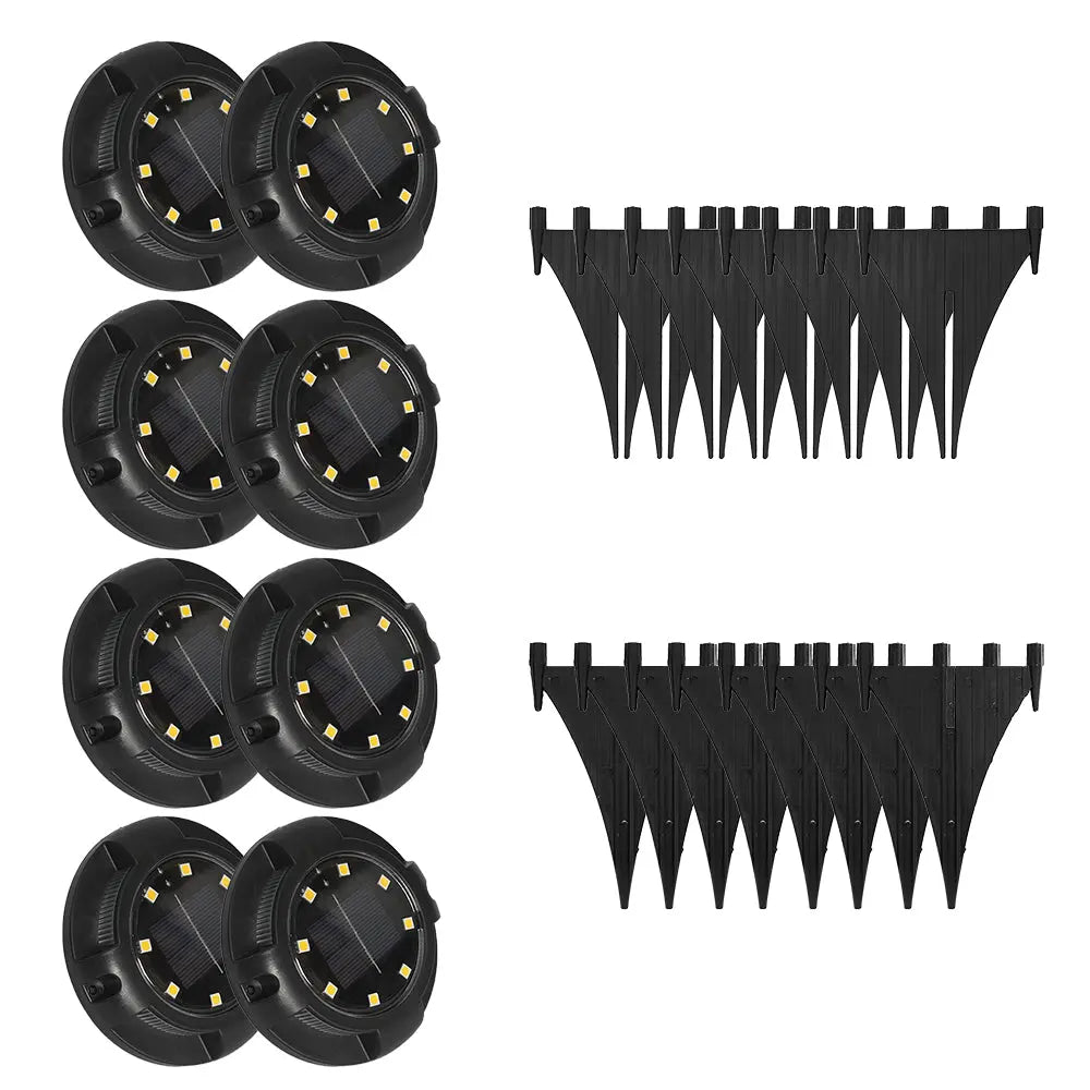 LUMIRO 8 Pack Solar Ground Lights Outdoor Walkway Lights -Warm Glow