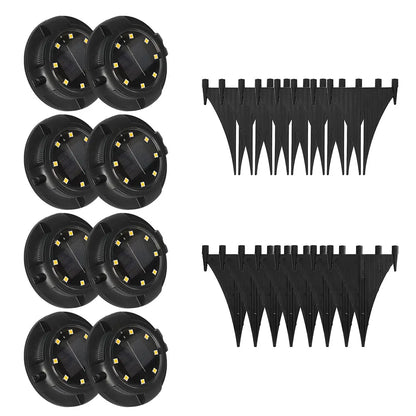 LUMIRO 8 Pack Solar Ground Lights Outdoor Walkway Lights -Warm Glow