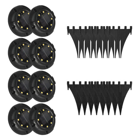 LUMIRO 8 Pack Solar Ground Lights Outdoor Walkway Lights -Warm Glow