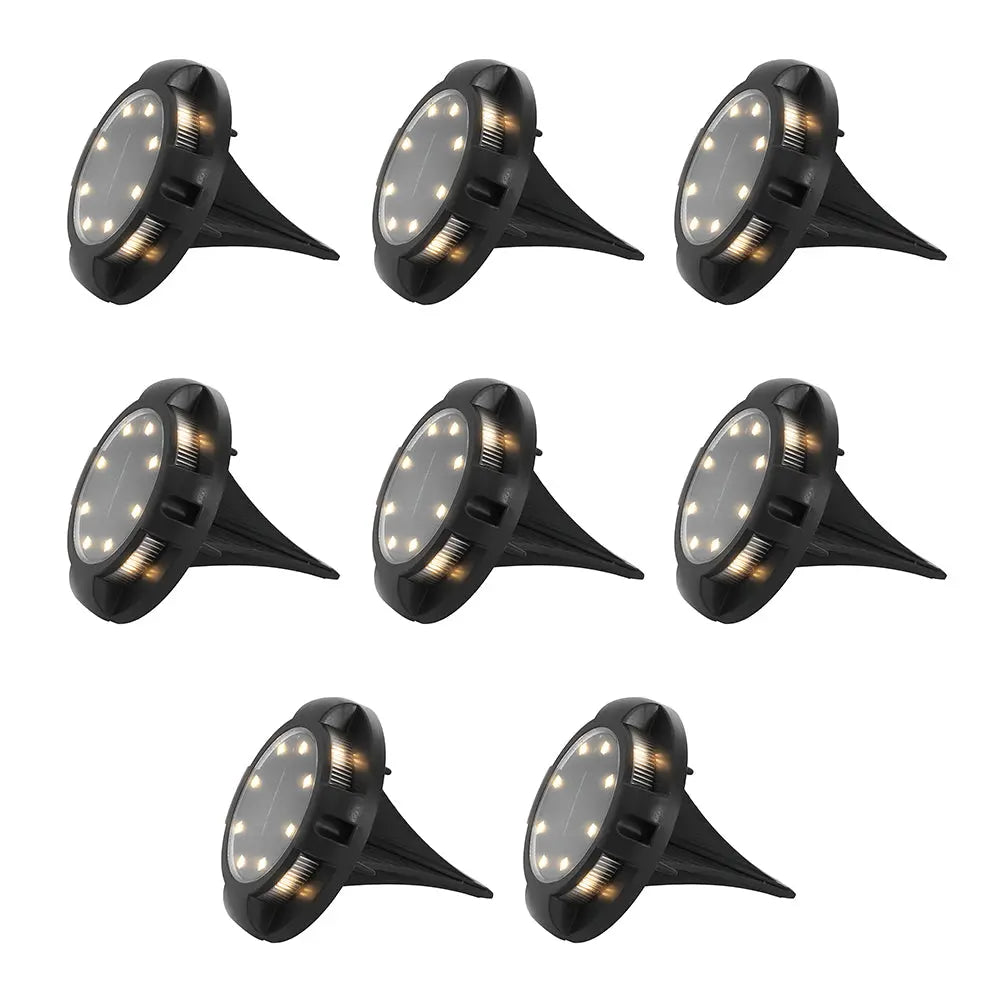 LUMIRO 8 Pack Solar Ground Lights Outdoor Walkway Lights -Warm Glow