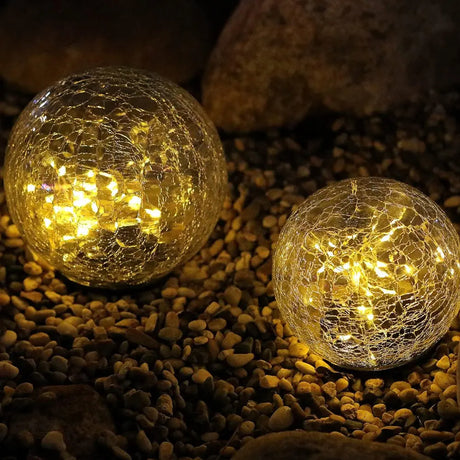 LUMIRO Outdoor Cracked Glass Garden Solar Ball Light - 15 cm