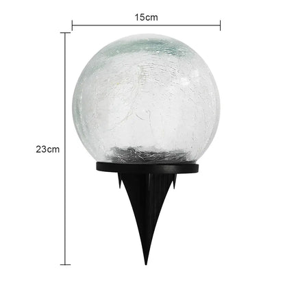 LUMIRO Outdoor Cracked Glass Garden Solar Ball Light - 15 cm