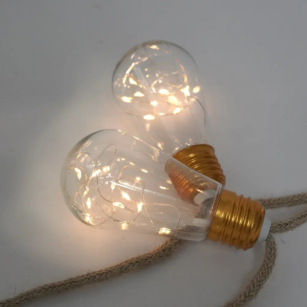 LUMIRO Solar Outdoor String Lights Vintage Rope Hemp Solar Patio Lights