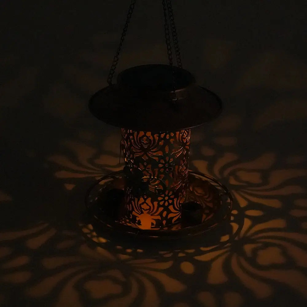 LUMIRO Solar Powered Hanging Bird Feeder and Garden Decoration Light