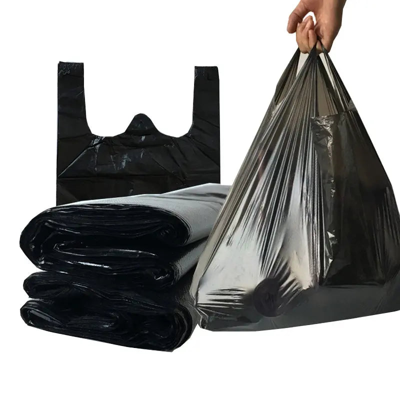 Disposable Garbage Plastic Bags 32x52cm – Black Vest-Style Bin Liners (50 Pack)
