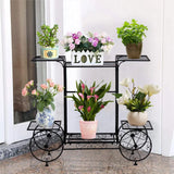 Large Metal Garden Cart Plant Stand Parisian Style Flower Display Rack