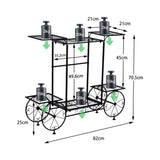 Large Metal Garden Cart Plant Stand Parisian Style Flower Display Rack