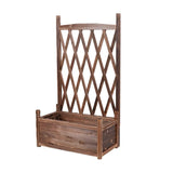 Lattice Raised Garden Bed Wooden Planter Box with Trellis