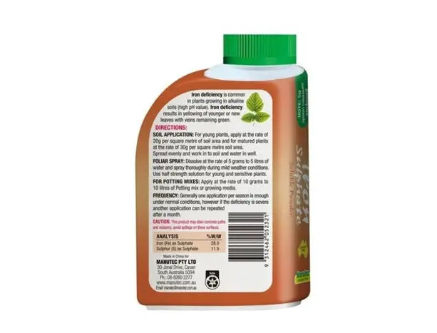 Manutec Iron Sulphate Soluble 500g – Lawn Greening & Moss Control Bonnyrigg Produce & Garden Supplies
