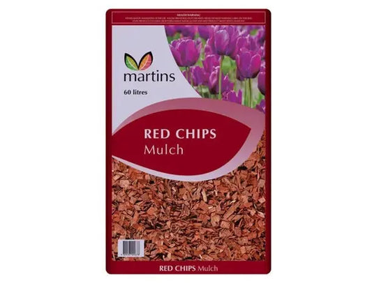 Martins Red Chips Mulch 60L Martins Fertilizers