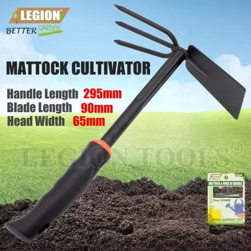 Mattock Cultivator With Rubber Handle 295mm Legion