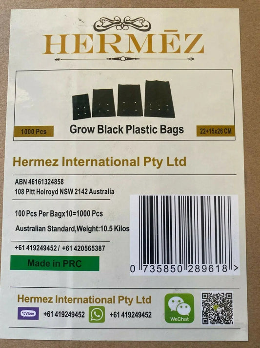 Medium Hermez Grow Black Plastic Planter Bags 22+15 X 26 CM 100 bags