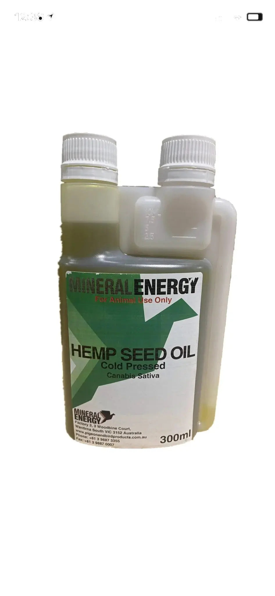 Mineral Energy Hemp Seed Oil 300ml: Cold-Pressed Omega Supplement for Birds