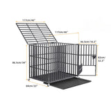 Mobile Heavy Duty Dog Crate with 3 Doors and Bottom Tray