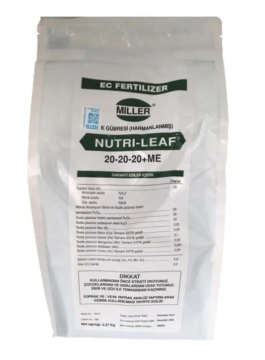 Nutri Leaf 20-20-20  ME Drip and Leaf Fertilizer 2.27kg