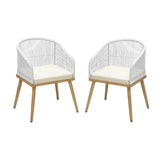 Outdoor Armchairs 2pcs with Rope Detailing and Padded Seat