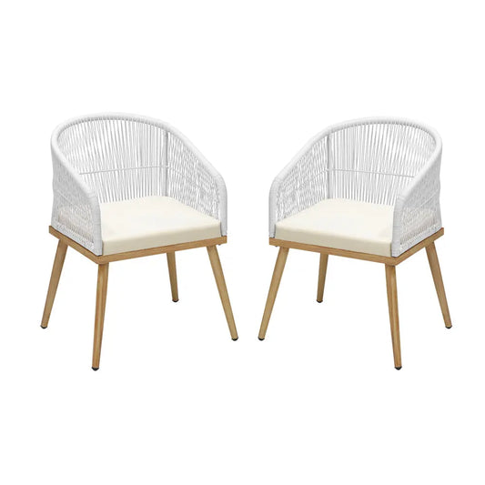 Outdoor Armchairs 2pcs with Rope Detailing and Padded Seat