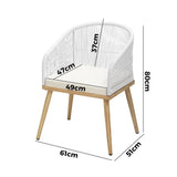 Outdoor Armchairs 2pcs with Rope Detailing and Padded Seat
